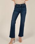JANE Flared Blue Jeans in Raw \Denim