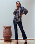 JANE Flared Blue Jeans in Raw \Denim