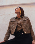 Short Macrame Jacket in Khaki