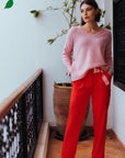 Belted Loose Trousers in Poppy Size 18