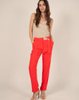 Belted Loose Trousers in Poppy Size 18