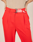 Belted Loose Trousers in Poppy Size 18