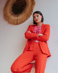 Belted Loose Trousers in Poppy Size 18