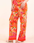 Print Wide Leg Trousers in Multi Size 6
