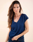 Lurex Short Sleeved Top in Indian Ink
