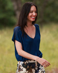 Lurex Short Sleeved Top in Indian Ink