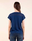 Lurex Short Sleeved Top in Indian Ink
