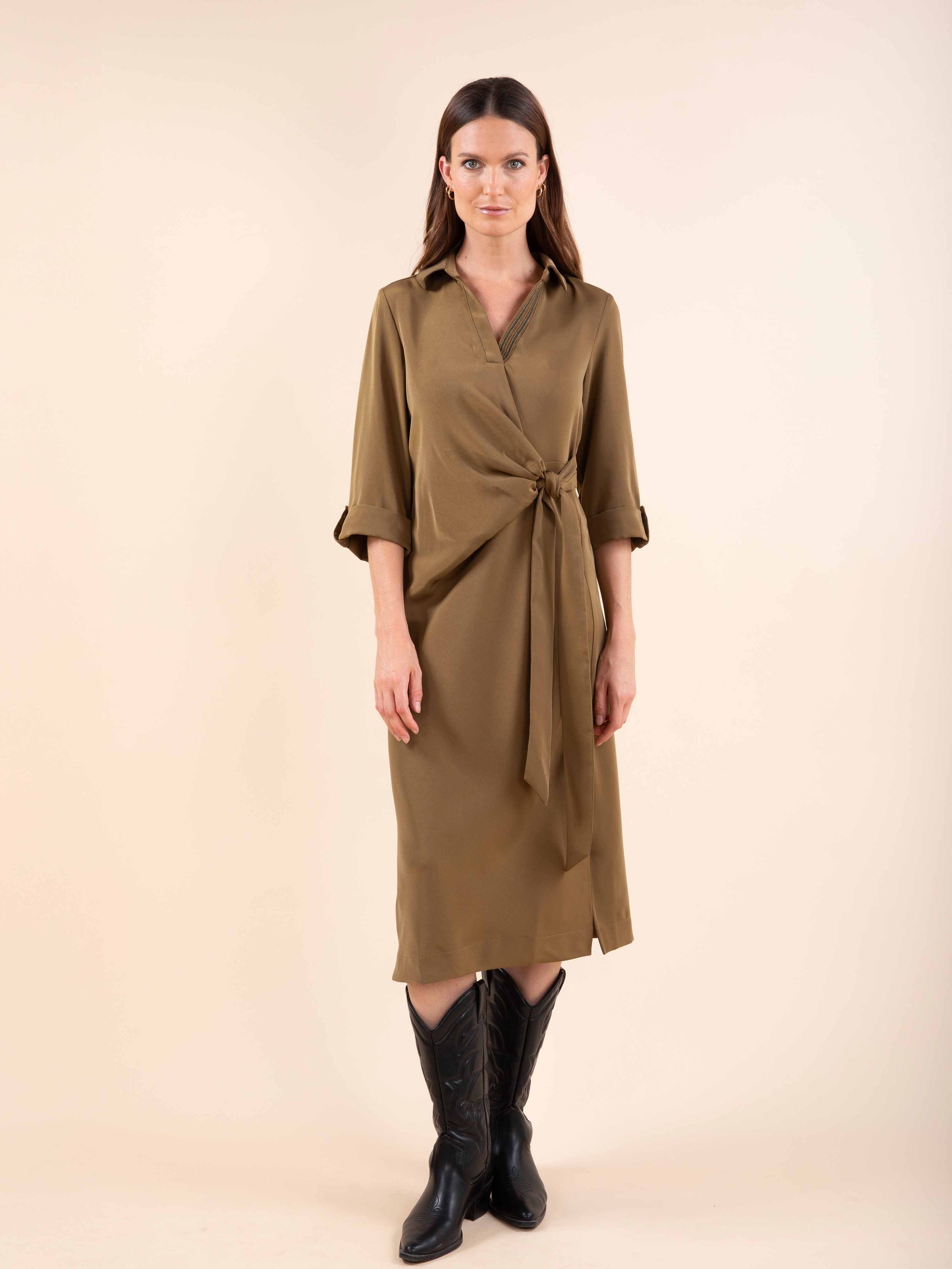 Draped Dress in Olive Green