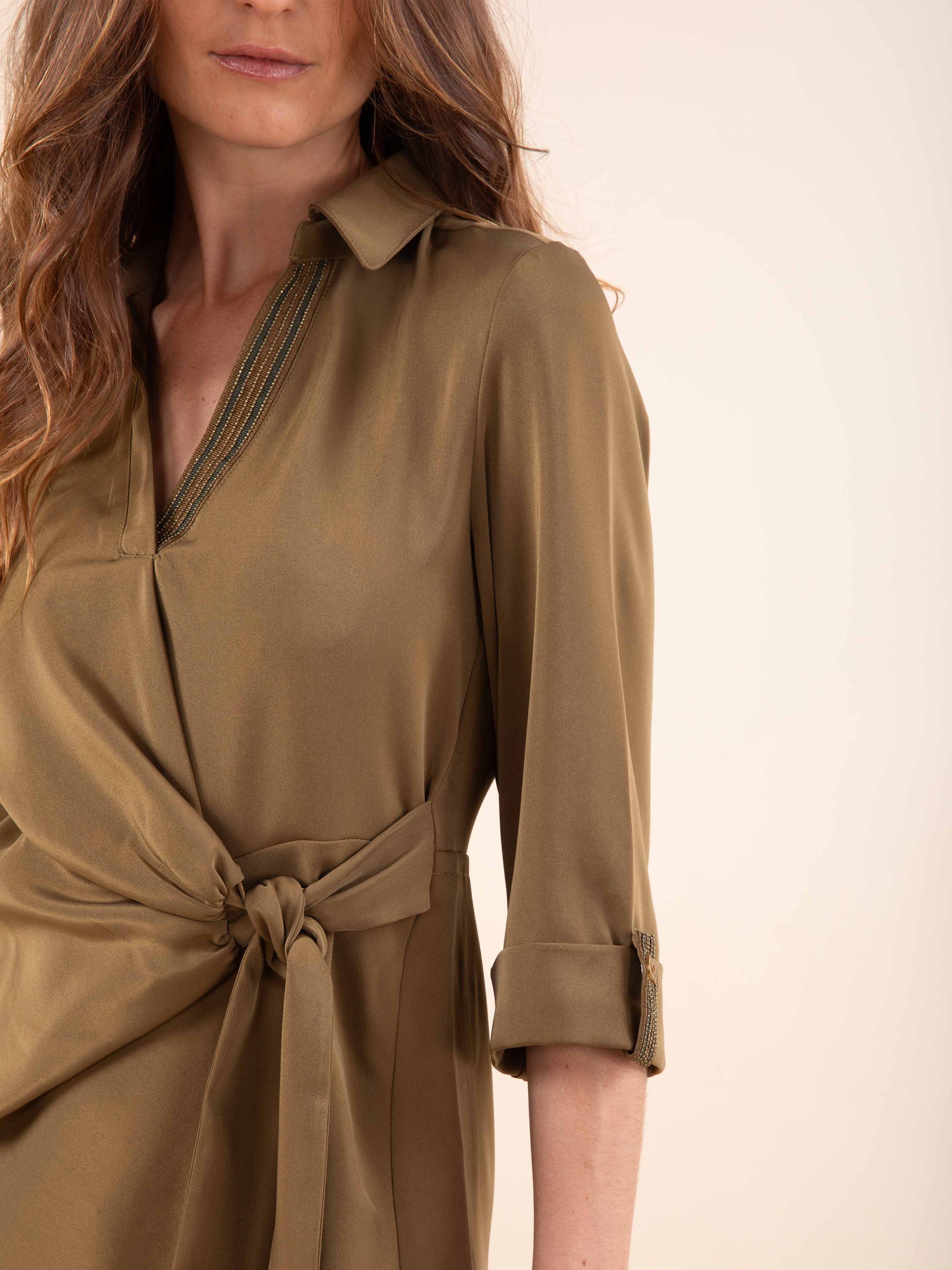 Draped Dress in Olive Green
