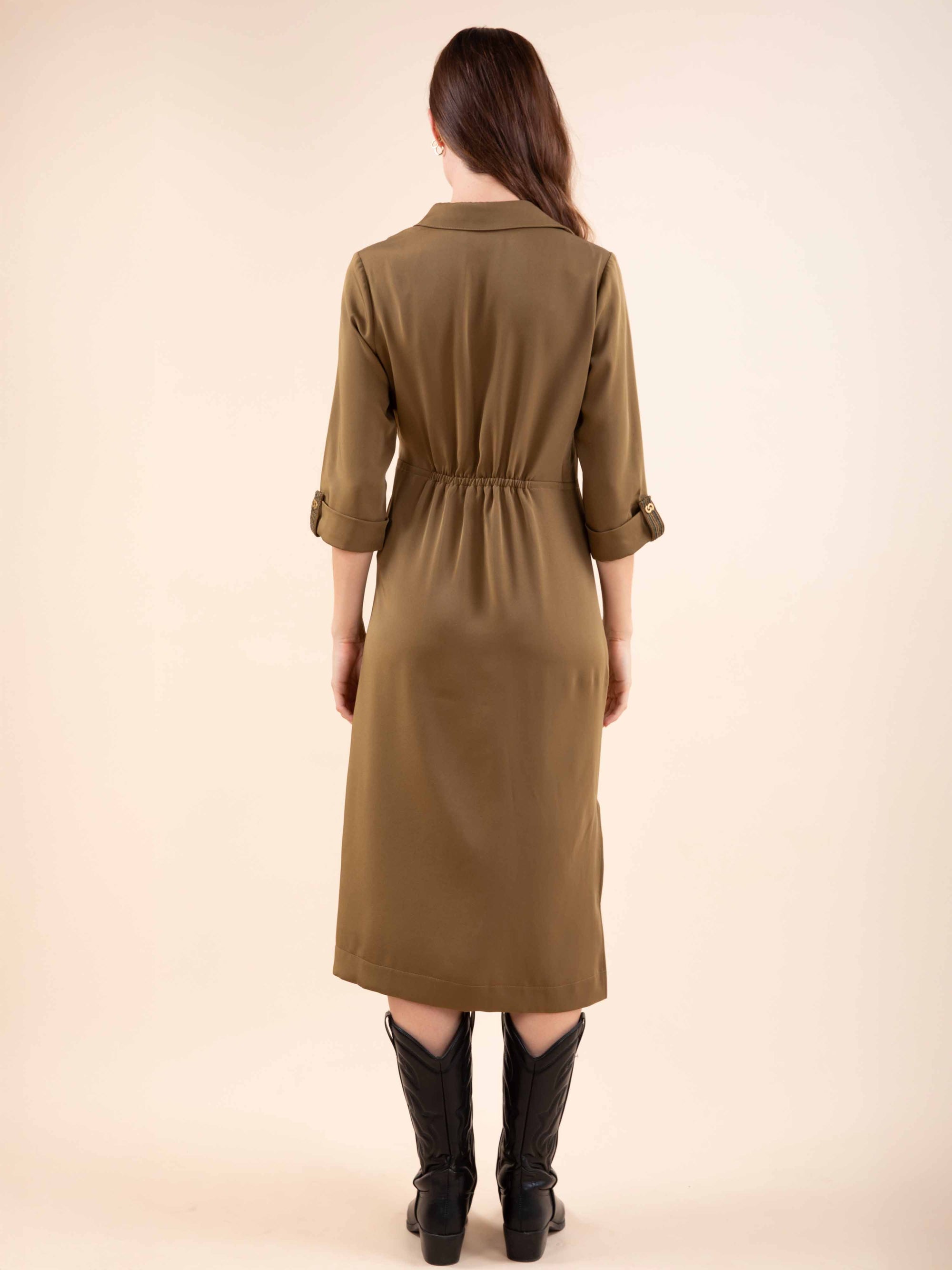 Draped Dress in Olive Green