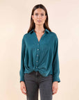 Twisted Satin Blouse in Blue