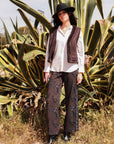 Satin Loose Trousers in Chocolate Brown