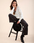 Satin Loose Trousers in Chocolate Brown