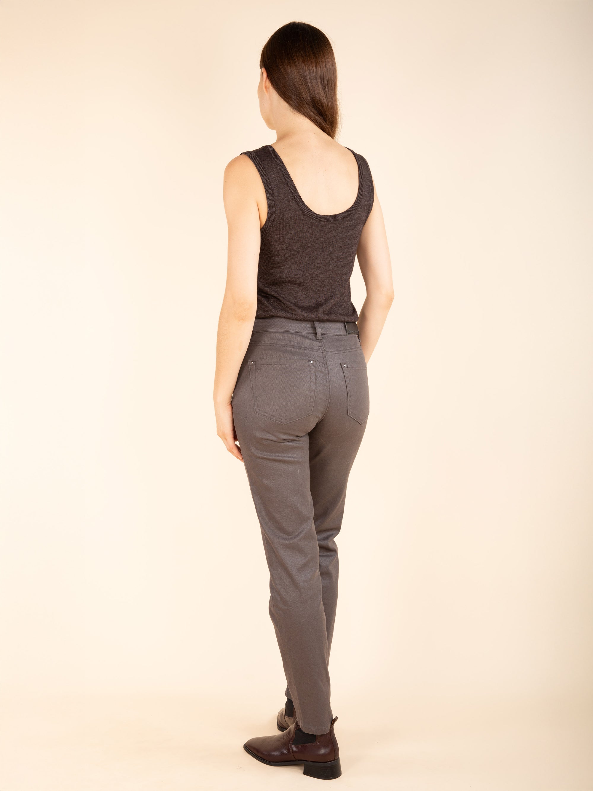 KATE Coated Trousers in Brown