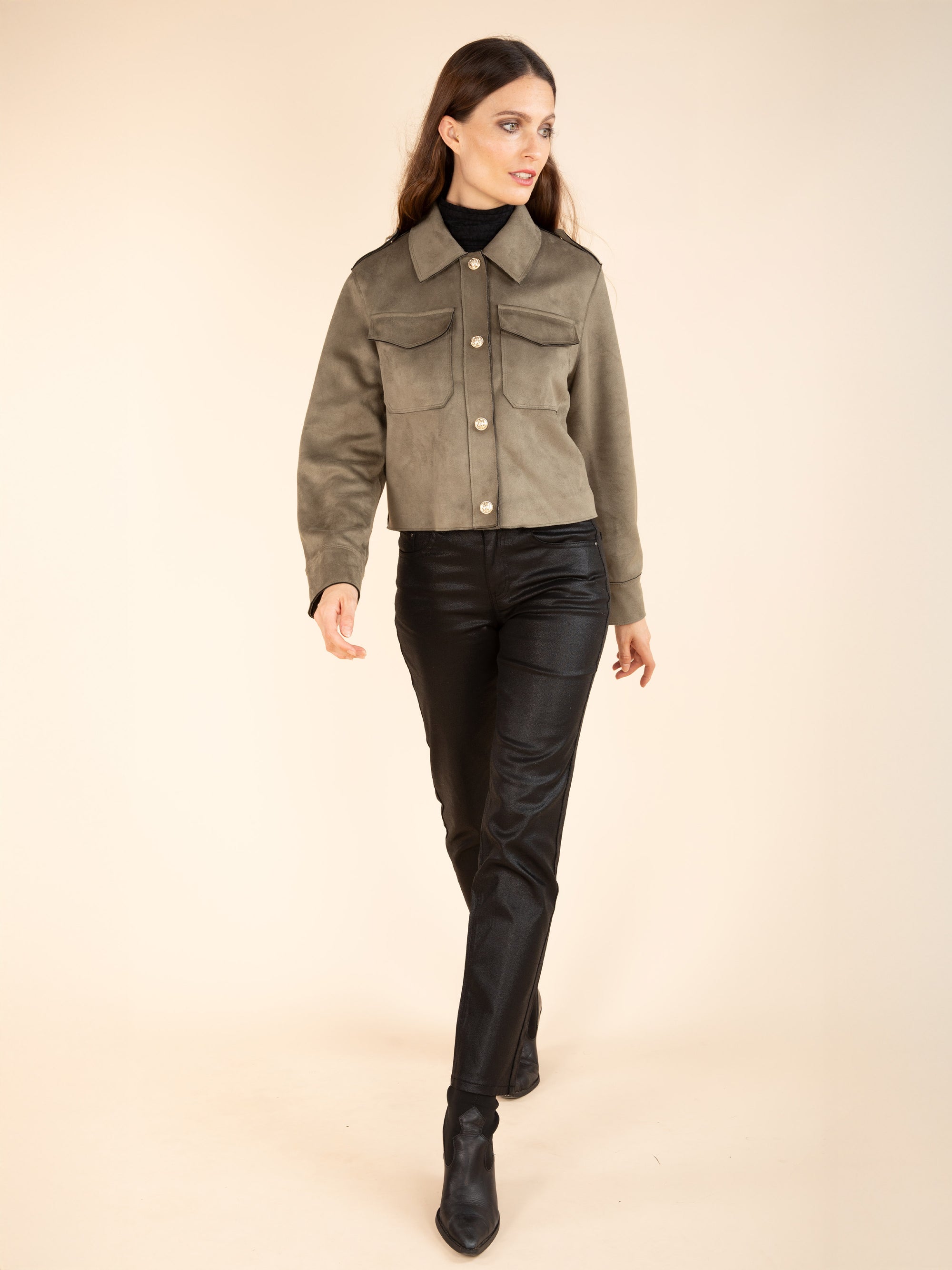 KATE Coated Trousers in Black