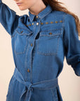 Studded Blue Denim Dress