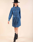 Studded Blue Denim Dress