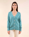 Reversible Wool Blend Cardigan in Celadon