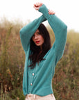 Reversible Wool Blend Cardigan in Celadon