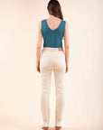 Studded Straight Jeans in Beige