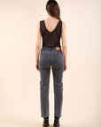 Studded Straight Jeans in Grey Denim