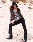 JANE Studded Flare Jeans in Black