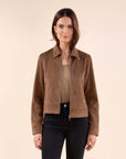Studded Suede Jacket in Camel