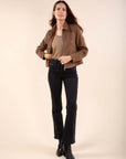 Studded Suede Jacket in Camel