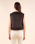 Sleeveless Shearling Jacket in Chocolate Brown