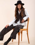 Sleeveless Shearling Jacket in Chocolate Brown