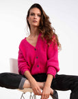 Decorative Button Cardigan in Pink