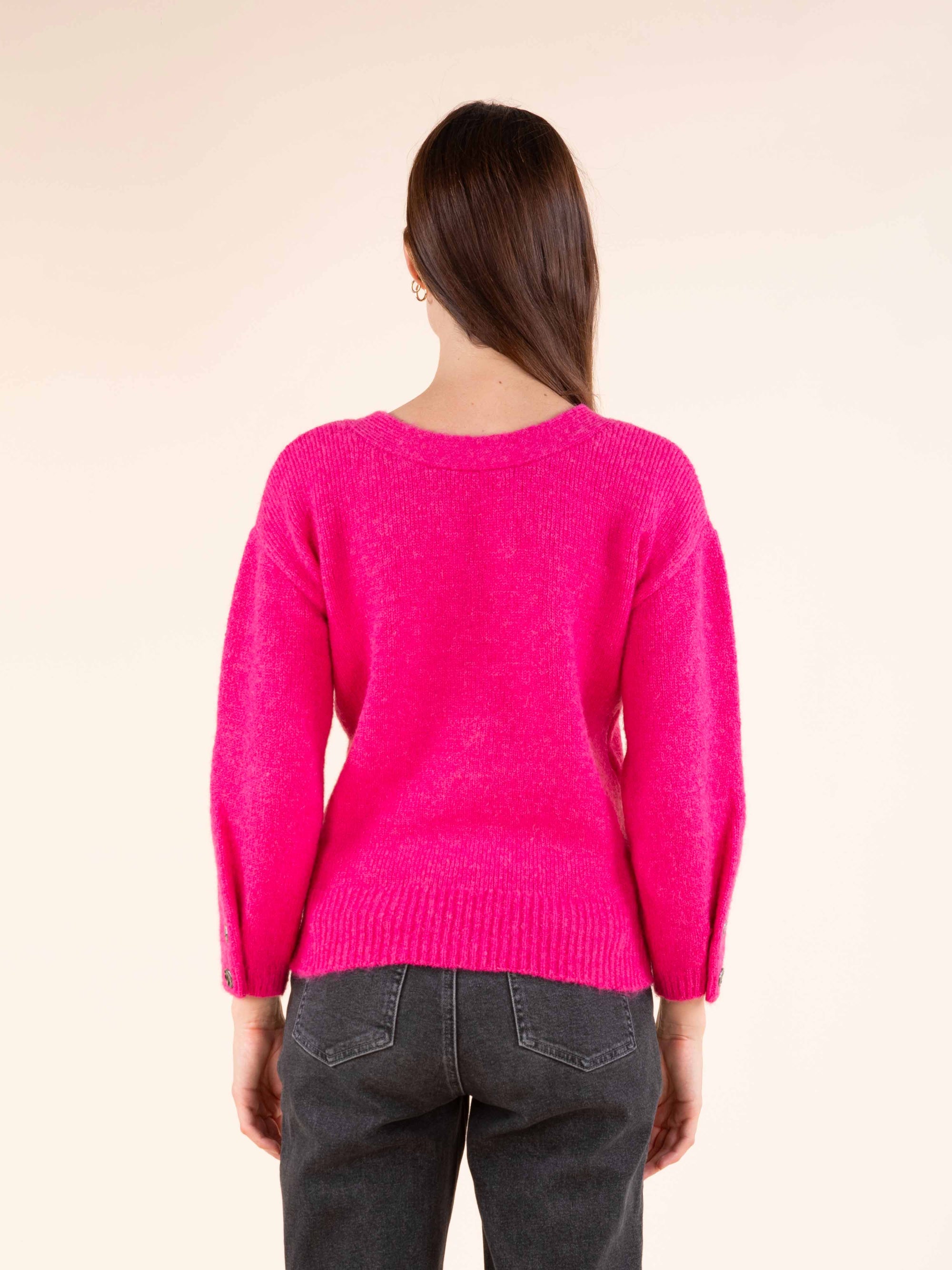 Decorative Button Cardigan in Pink