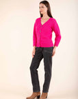 Decorative Button Cardigan in Pink