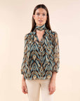 Printed Loose Blouse in Peacock