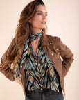 Printed Loose Blouse in Peacock