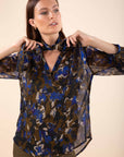 Printed Loose Blouse in Olive