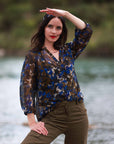 Printed Loose Blouse in Olive