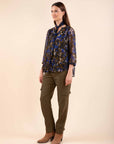 Printed Loose Blouse in Olive