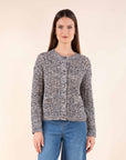 Tricolour Cardigan in Indigo