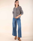 Tricolour Cardigan in Indigo