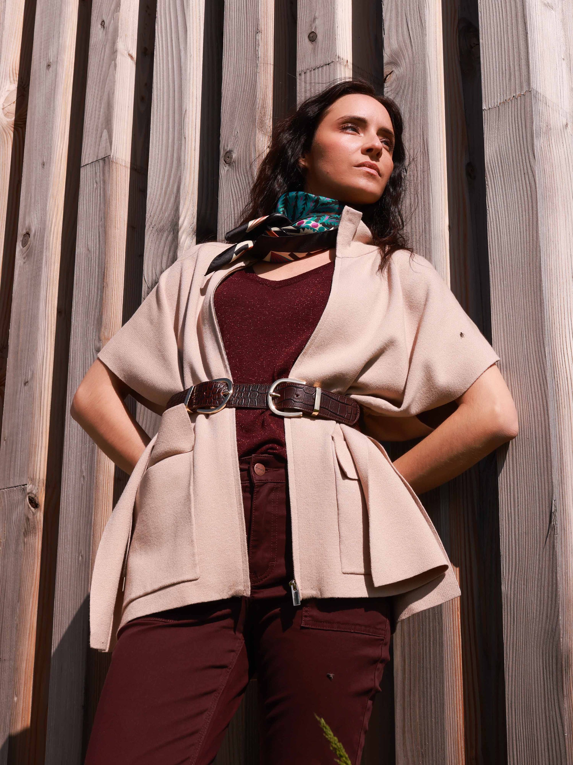 Zipped Cape in Camel