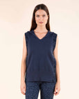 Sleeveless Hooded Jumper in Indigo