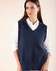 Sleeveless Hooded Jumper in Indigo