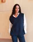 Sleeveless Hooded Jumper in Indigo