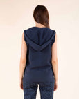 Sleeveless Hooded Jumper in Indigo