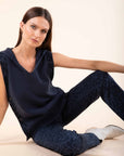 Sleeveless Hooded Jumper in Indigo