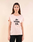 Message Crew Neck T-Shirt in Powder Pink