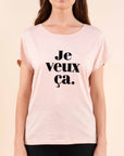 Message Crew Neck T-Shirt in Powder Pink