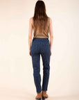 Straight Leg Leopard Print Trousers in Night Blue