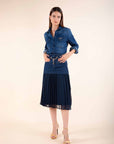 Denim Mini with Pleated Voile Skirt